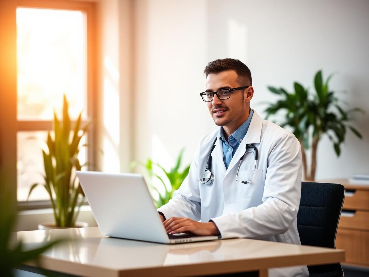 A clinician reviewing a patient plan at a desk
